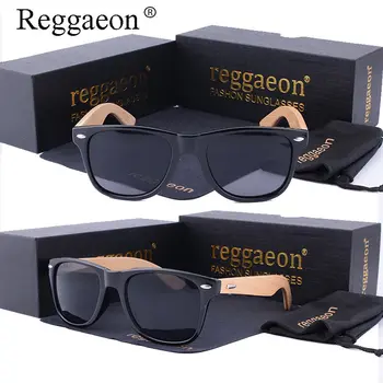 Reggaeon Prekės ženklo Dizainas Aikštėje vyriški akiniai aukštos kokybės medinės kojos akinių mados spalvotų vyrų Ponios UV400 Akiniai nuo saulės