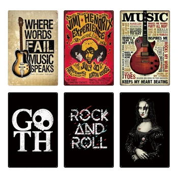 Rock & Roll Alavo Pasirašyti Derliaus Metalo Apnašas Plakatas Sienų Dekoras Baras Pub Muzikos Klubas Vyras Urvas Geležies