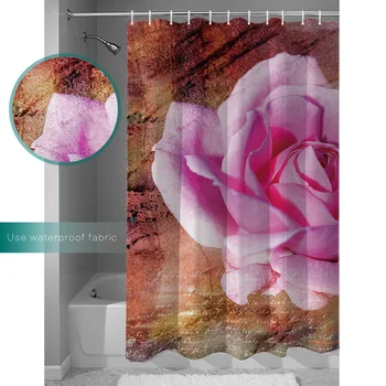 Rose Pink Gėlių Vonios, Dušo Užuolaidos Miltligė-atsparūs Vonios kambarys Dekoro Rinkiniai