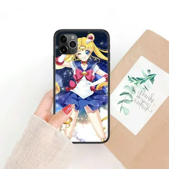 Sailor Moon Anime Telefono Padengti Korpuso iphone 5 5s se 2 6 6s 7 8 12 mini plus X XS XR 11 PRO MAX black gana atgal 3D funda