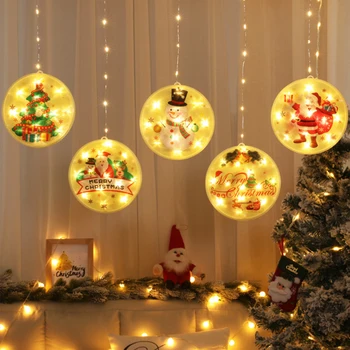 Santa Claus apvalus LED žibintai, USB žvaigždžių žiburiai Kalėdų atmosferą užuolaidų langų apdailos atostogų apšvietimo pasakų žibintai