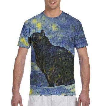 - Shambala Katė Impresionistinės Tapybos Atsitiktinis T Marškinėliai Tee Viršūnės Vasarą Vyrams Trumpomis Rankovėmis Streetwear Mados Vyras Tshirts