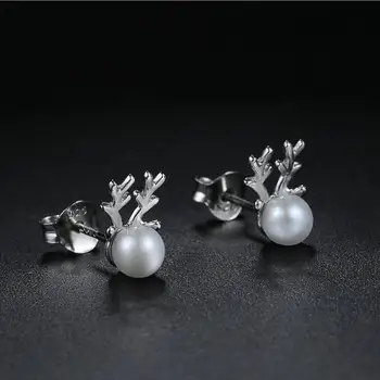SHDEDE 925 gryno sidabro papuošalai naujus moteriškus elnias tendencija stud smulkūs auskarai su perlais