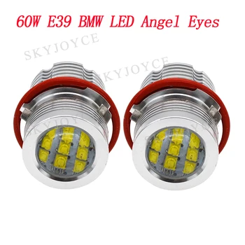 SKYJOYCE 1 Set 60W LED Angel Eyes E39 E60 E63 E65 E53 E83 E87 X3 X5 LED Marker Rinkinys Balta Geltona Raudona Mėlyna 120W LED Skylę Žiedas Lemputės