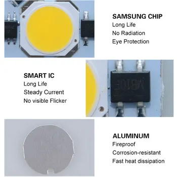 Smart IC COB 3W LED Lempa 5W 9W 7W 110V, 220V Įvesties LED Matrica Diodų Matricos Prožektorius Prožektorius Prožektorius Šaltinis 10vnt/pak
