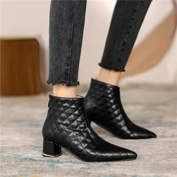 Smirnova 2020 batai storio aukšti kulniukai pažymėjo tne 2 spalvos, ponios batai rudens-žiemos moterų batai, juodas pienas, abrikosų