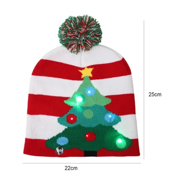 Snaigės Ramentas Pompom Elastinga Kalėdų Skrybėlę LED Šviesos Šiltas Megztas Beanie Žiemos Skrybėlę Unisex Megzti Skrybėlę Beanies Bžūp Skrybėlę