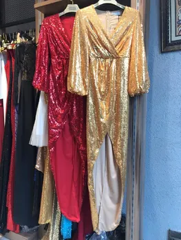Sparkle Ryškios Aukso Blizgučiais Prom Dresses 