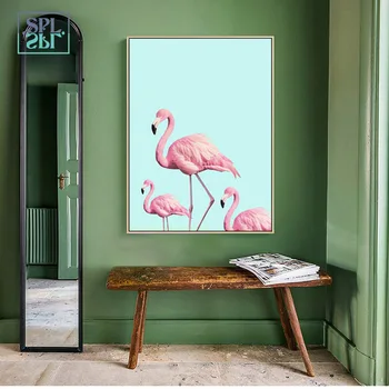 SPLSPL Šiaurės Flamingo Gėlė Sienos Nuotraukas Drobė Art Prints Plakatai Ir Dažymo Vestuvių Kambarį Apdailos Neįrėminti
