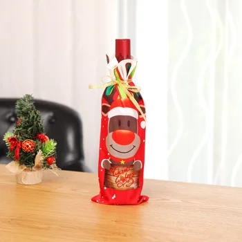 Stalo Dekoro Vakarienę Raudonas Vynas Santa Medis Kalėdos Buteliuko Dangtelį Maišelį Rinkiniai Butelio Dekoras Naujųjų Metų Kalėdų Vakarienę