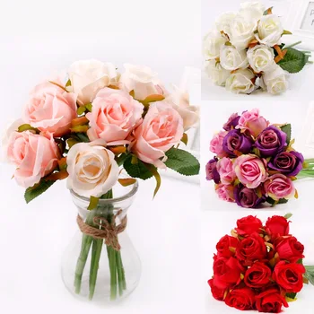 Staraise 10 Galvų Dirbtinių Gėlių Puokštė PE Putų Nuotaka Rožių Gėlių Vestuvių Gėlių Dekoras 