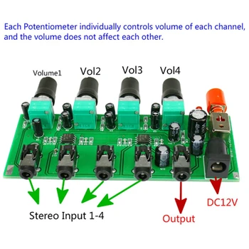 Stereo Mixer (4 Įėjimas ,1 Išėjimas ) Individualiai Kontrolės Valdybos 