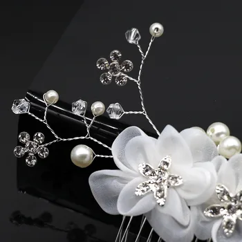 Sumaišykite Stiliaus Elegantiškas Crystal Pearl Gėlių Plaukų Papuošalai, Vestuvių Plaukų Aksesuarai, Plaukų Šukos Nuotakos Plaukų Clips Tiara Plaukų Papuošalai