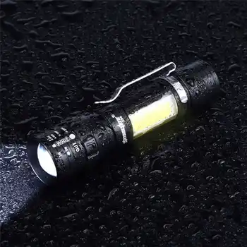 Super Šviesus ZOOMABLE XPE K5 + COB LED Mini Žibintuvėlis galingas led žibintuvėlis 14500/AA 4 Režimai Kišeninis Žibintuvėlis Žibintų #4A30