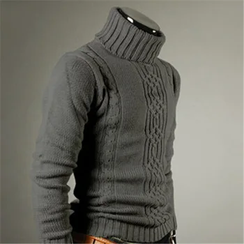 Sweater Mens Megztinis Megztinis Golfo Kaklu Megzti Roll Ilgomis Rankovėmis Žiemą Šilta