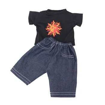 Sėkmės kūdikis medvilnės marškinėliai + džinsai tinka tinka 18 colių Amerikos lėlės ir 43cm bapf lėlės priedai.