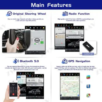 Tesla Stiliaus Ekranas Android 9.0 Automobilio Multimedijos Grotuvo Lexus LX570 2007-GPS Navigacija, Garso Radijo Muzikos stereo galvos vienetas