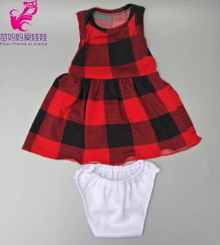 Tinka 43cm reborn baby doll dress raudonos, juodos grotelės lėlės dėvėti apatinius, 17 colių, 18 colių baby doll, aksesuarai, žaislai, drabužiai