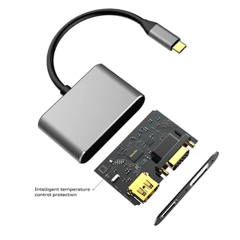 Tipas-C VGA USB 3.1 Adapteris TV Konverteris, Skirtas PC Garso Duomenų Perdavimo Terminalo Paramą Ekranas 4K Daugiafunkcis Video