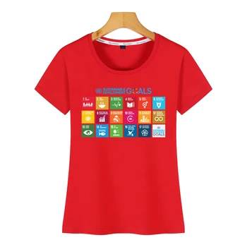 Topai Marškinėliai Moterims tvaraus vystymosi tikslų diagramos Pagrindinio Juoda Užsakymą Moterų Marškinėlius
