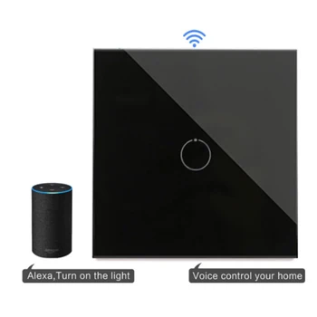 TOUCHMI WIFI Samrt Jungiklis 1Gang 1Way Remote Touch Jungiklis Stiklo plokštė Belaidžio Kontrolės Sienų apšvietimo Switchs Darbo Alexa, Google