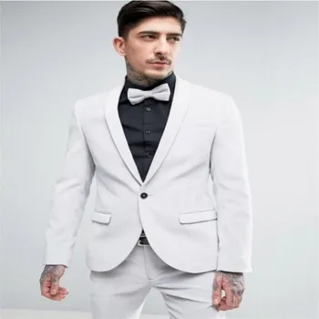 TPSAADE Baltos Vieną Mygtuką naujausios konstrukcijos vaiskiai balta skara klasikiniai vyriški kostiumai stora vestuvių suknelė užsakymą suknelė suknelė 2 vnt