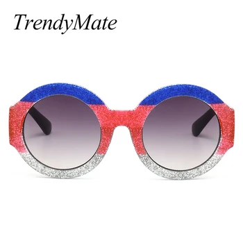 TrendyMate 2018 Naujausias Apvalūs Akiniai nuo saulės Moterims Prabanga Italija Prekės ženklo Dizaineris Raudonos, Žalios Saulės Akiniai Moterų Derliaus Gafas 1229T