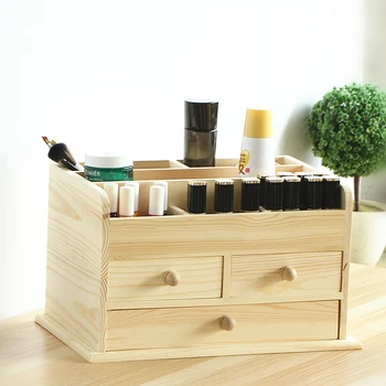 Tualetinis staliukas kosmetikos dėžutės apdailos lauke medžio masyvo paprastas darbalaukio laikymo stalčių makiažas rack storage box