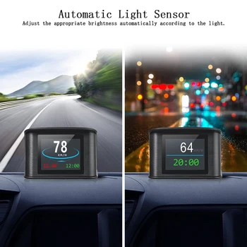 Universalus Automobilių HUD Head Up Display Digital GPS Speeeter su Speedup Bandymo, Stabdžių Bandymo greičio viršijimo Signalas Visoms Transporto priemonės