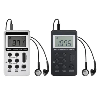Universalus dviejų dažnių Stereo AM/FM Kišenėje Radijo Skaitmeninis Displėjus, Mini Radijo Imtuvas Su HiFi Ausines Keičiamo Akumuliatoriaus