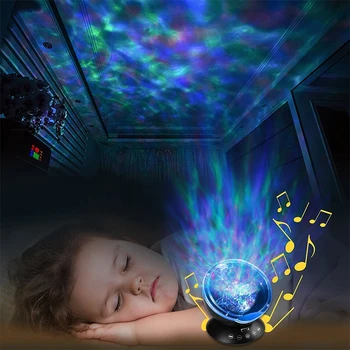 USB Vandenyno bangos projektorius Žvaigždėtas Dangus Aurora LED Nakties Šviesos Nuotolinio valdymo Projektorius Naujiena Lempos miegamasis vaikams, atmosfera lempos