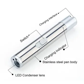 USB Įkraunamas LED Žibintuvėlis Galingas Mini LED Žibintuvėlis atsparus Vandeniui Dizainas, Metalo Kabo Šviesa Penlight Su Įrašo Lauko N3Y5