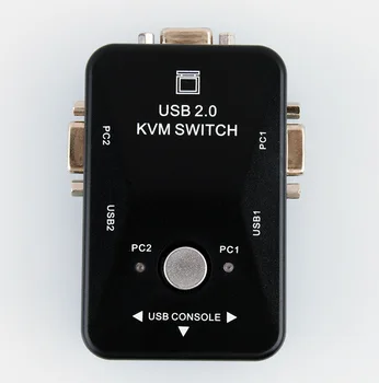 USB2.0 2 VGA-Port Vadovas KVM Switch Box Už Pelę Klaviatūrą, Monitorių Bendrinimo 2 Kompiuteris PC 2 Prievadai