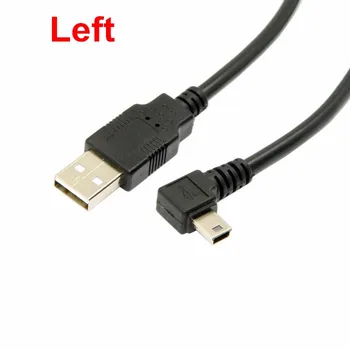 USB2.0 Malė į Mini USB Kairėje ir Dešinėje 90 Laipsnių Kampu Kabelis 50cm 180cm 5m Fotoaparato MP4 Planšetinio KOMPIUTERIO ir Mobiliojo telefono kietajame diske