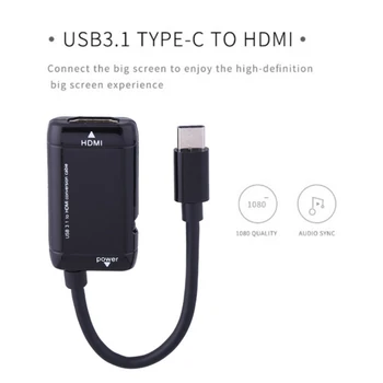 USB3.1 C Tipo HDMI video konvertavimo kabelio Adapterio Kabelis, 1080P Vyrų ir Moterų HDMI Konverteris MHL Funkcija telefonų