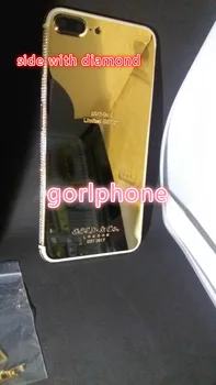 Už phone 7 ir phone7 plius tikro aukso 24ct auksą, sidabrą, originalios būsto pakeitimo atgal su deimantu, aukso co dizainas