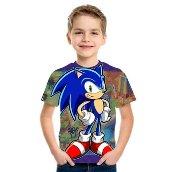 Vaikai Berniukai Animacinių filmų Sonic Marškinėliai Vaikams Mergaitėms ežys sonic T-shirt 3D Atspausdintas Viršūnes Paauglys Vaikų Viršūnes 2020 M. Vasarą Karšta