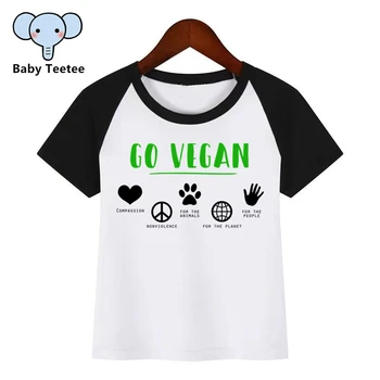 Vaikai Print T Shirt Veganų Galia Vegetarišką Vaikų Dizainas Vasaros Viršūnes Berniukų ir Mergaičių Atsitiktinis Streetwear T-shirt