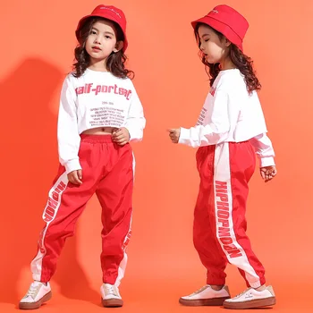Vaikams Laisvalaikio Kelnės Apkarpytos Palaidinukė Marškinėliai Hip-Hop Drabužių, Drabužių Džiazo Šokio Kostiumas Mergaitėms Pramoginiai Šokiai Streetwear