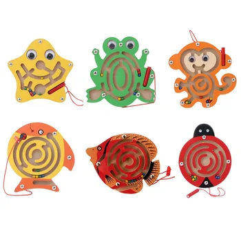 Vaikų Žaislai Magnetinio Labirintas Rašysenos Pen Stumti Karoliukai Mediniai Švietimo Žaislai, Smulkių Gyvūnų Labirintas Vaikams, Žaislų, Dovanų Beždžionė Žuvų Ir Varlių