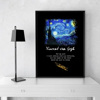 Van Gogh Žvaigždėtą Naktį Šiaurės Šalių Meno Drobė Plakatas Namų Sienų Dekoras (Be Rėmelio)