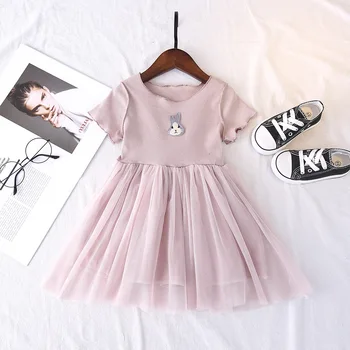 Vasaros 2019 Naujas, Vaikams, Suknelės Mergaitėms Baby Girl Triušis Trumpas Rankovės Princesė Dress korėjos Bamblys Šalis Suknelė mergaitėms, drabužiai