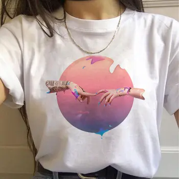 Vasaros moterų marškinėliai Vaporwave estetinės laisvalaikio T-shirt ladies Ulzzang T-shirt grafikos retro animacinių filmų Harajuku T-shirt