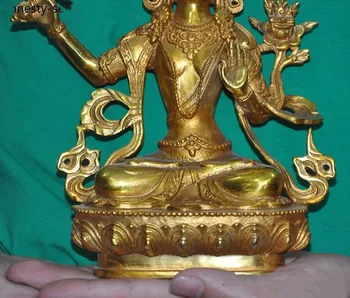 Vestuvių dekoravimas Tibeto paauksuota bronza Budizmo Šventykla paspaudę kardas Guanyin Kwan-Yin Tara Budos Statula
