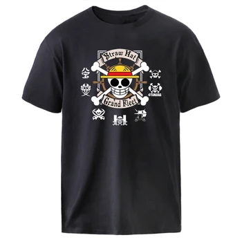 Vienas Gabalas Luffy Print T-shirt Tees Vyrų Vasaros trumpomis Rankovėmis Viršūnes Crewneck Streetwear marškinėlius Soild Kpop Negabaritinių Minkštas T shirts