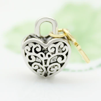 Vintage modelis love & auksinis raktelis, žavesio Valentino Dienos dovana karoliukai amuletas originalus prekių dizainas Tinka Pandora Apyrankės Karoliai