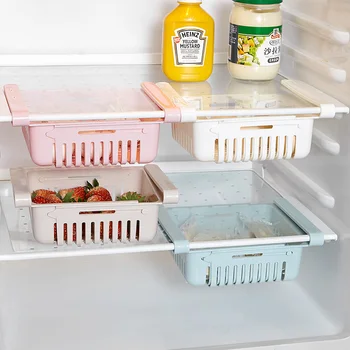 Virtuvės Šaldytuvas Organizatorius Reguliuojamas Tampus Šaldytuvas Organizatorius Stalčių Krepšelį Virtuvės Maisto Priedai Stalčiuko Dėžutę