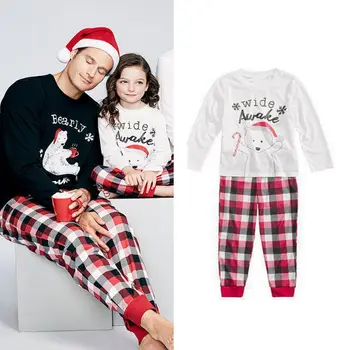 Visiškai Naujas Šeimos Atitikimo Rinkinys Kalėdų Pižama Nustatyti Sleepwear Vyrai Moterys, Vaikai, Kūdikis Sleepwear naktiniai drabužiai