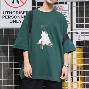 Vyrai Harajuku Marškinėliai Japanese Ninja Katė Kaukolė Marškinėlius Hip-Hop Streetwear Pusė Rankovėmis Marškinėliai 2021 M. Vasarą Vatos Pagaliukai Tees Vyras