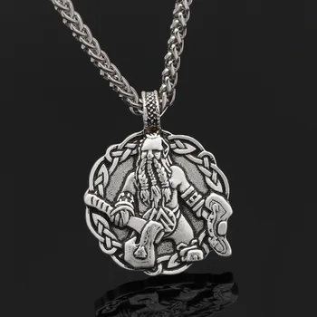 Vyrai sidabro viking amuletas, talismanas su odin kirvis karoliai pakabukas